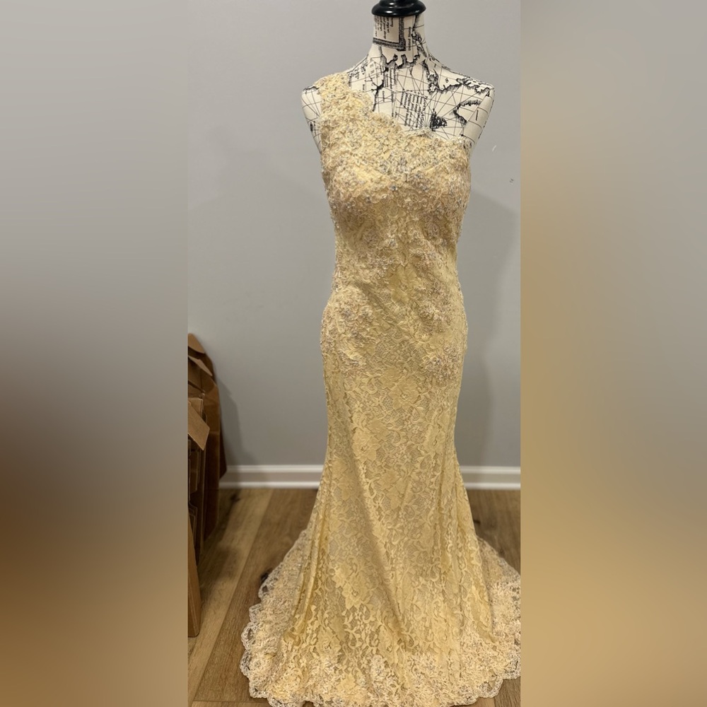 Chic Peach Lace Gown
